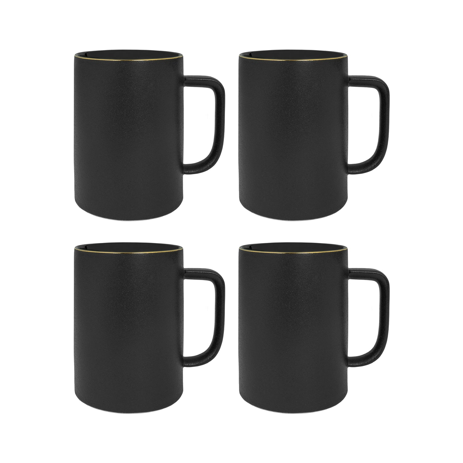 Krumble Mok met handvat - 400 ml - Keramiek - Zwart - set van 4