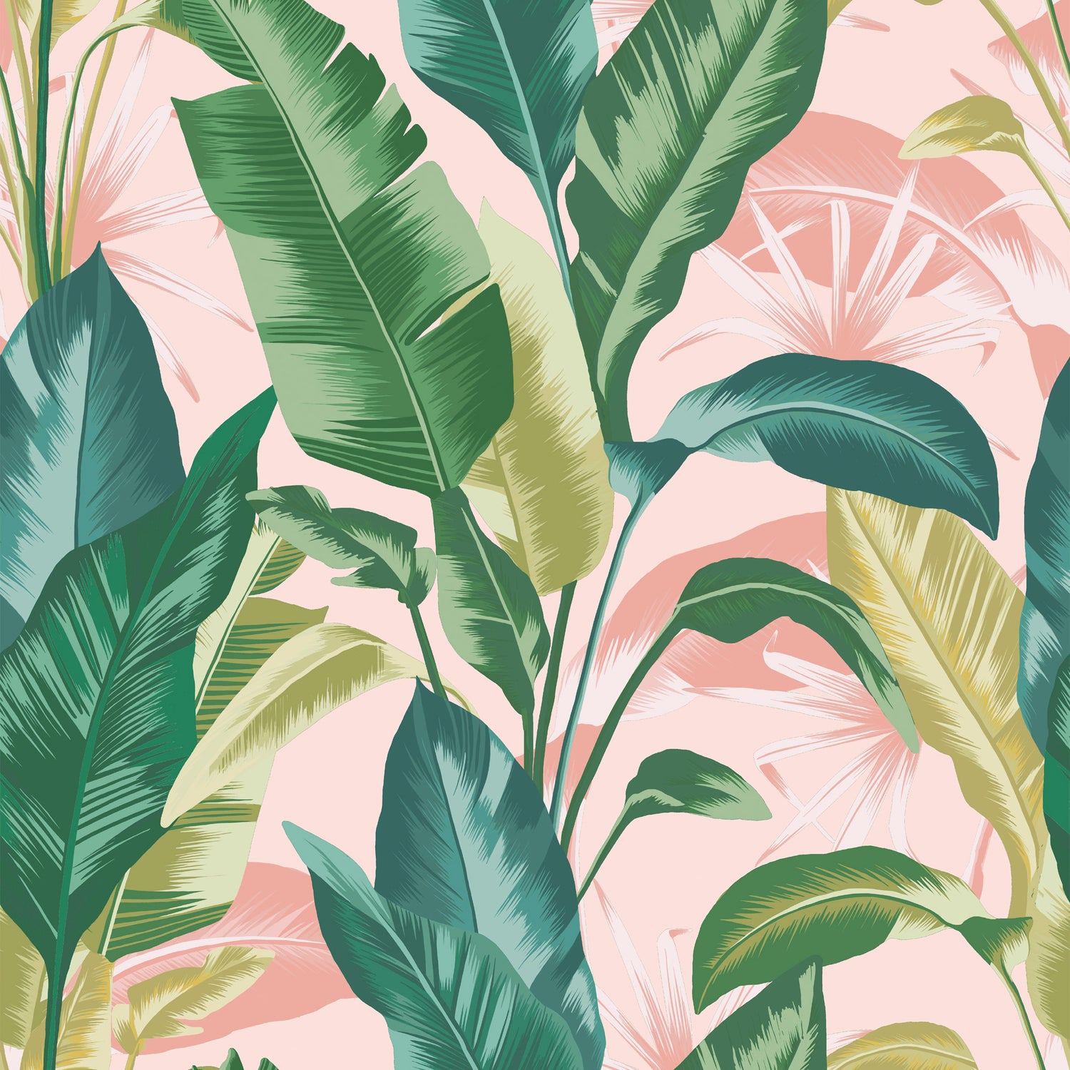 Envy vliesbehang Leaf It Out Sunrise roze|groen 10mx52 cm