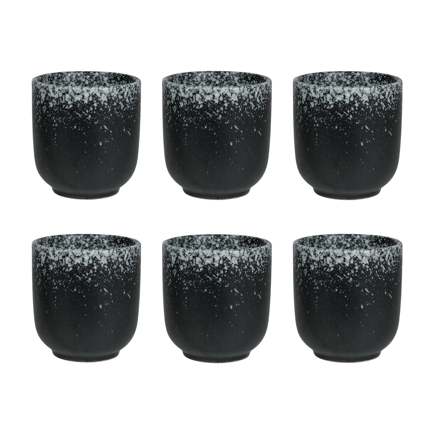 Krumble Koffie mok - 200 ml - Keramiek - Zwart met wit  - Set van 6