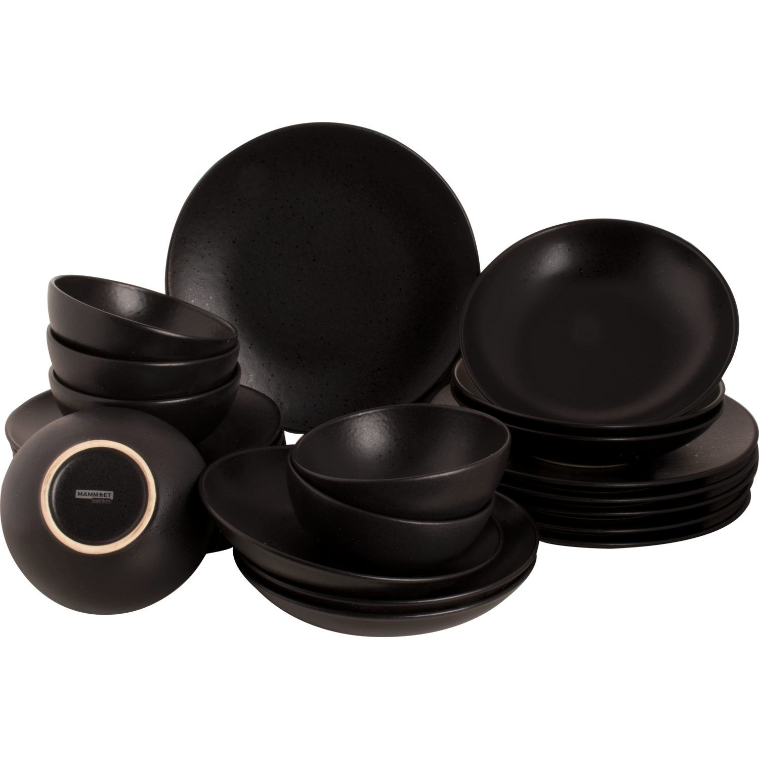 Mammoet Serviesset Moon Stoneware 6-persoons 24-delig Zwart