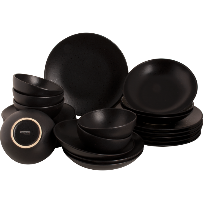 Mammoet Serviesset Moon Stoneware 6-persoons 24-delig Zwart