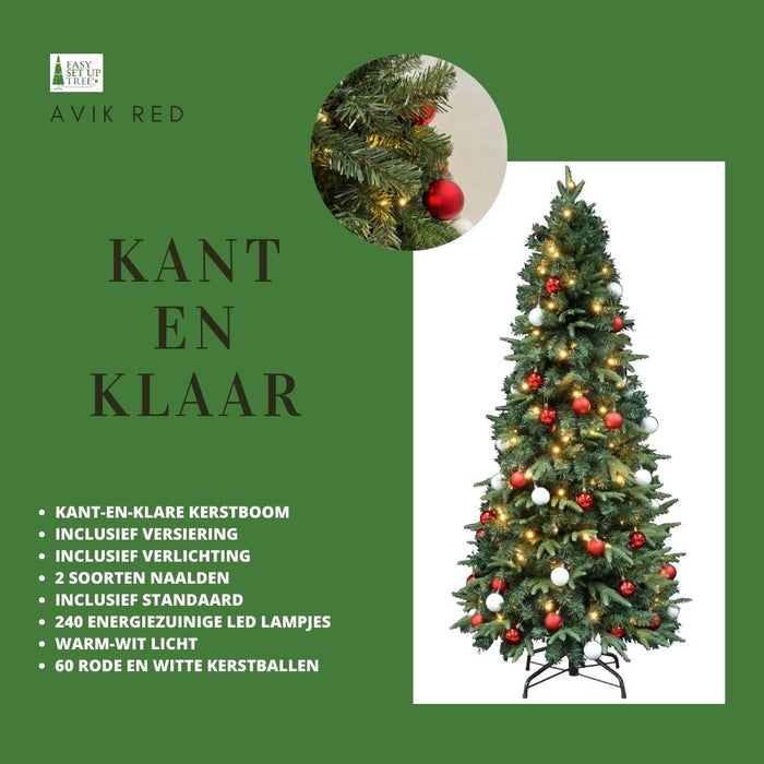 Easy Set Up Tree® Avik Red 180 cm - Kant-en-Klaar Kerstboom