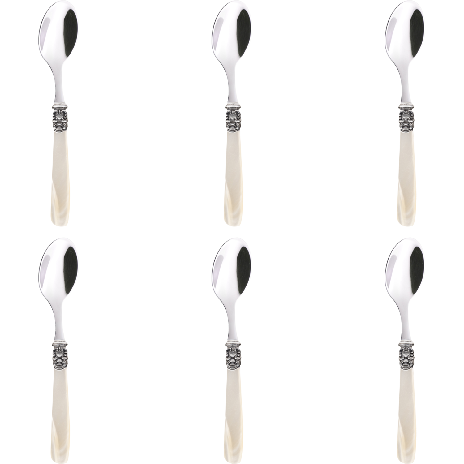 Eme Koffielepel Mona Lisa 14.4 cm 18|10 Zilver Offwhite 6 stuks