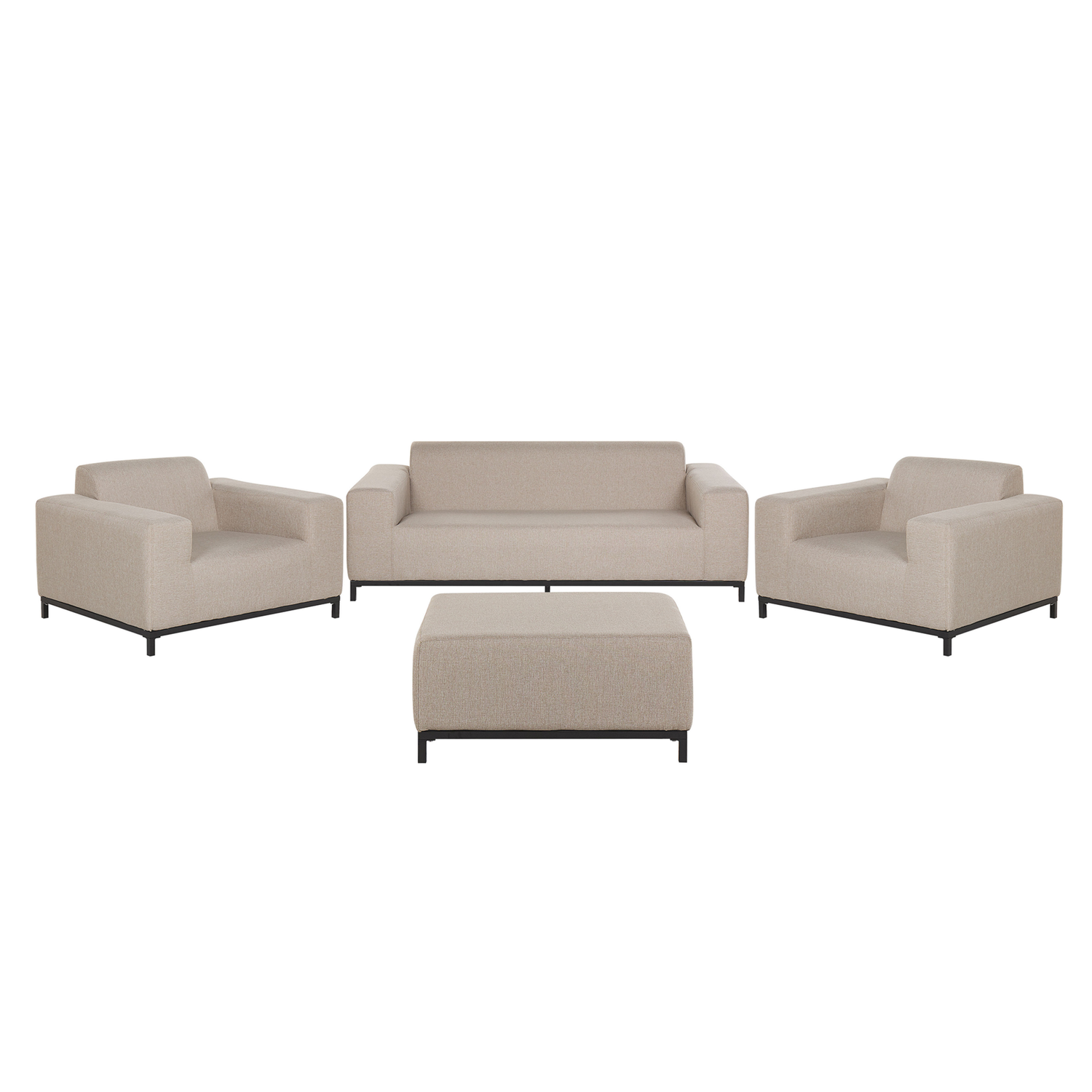 Beliani - ROVIGO - Loungeset voor 5 - Beige|Zwart - Polyester