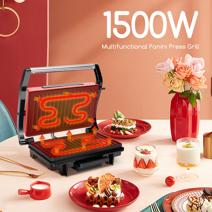 Great Jacob - Contactgrill - Panini Grill - Anti-aanbaklaag- RVS|Red