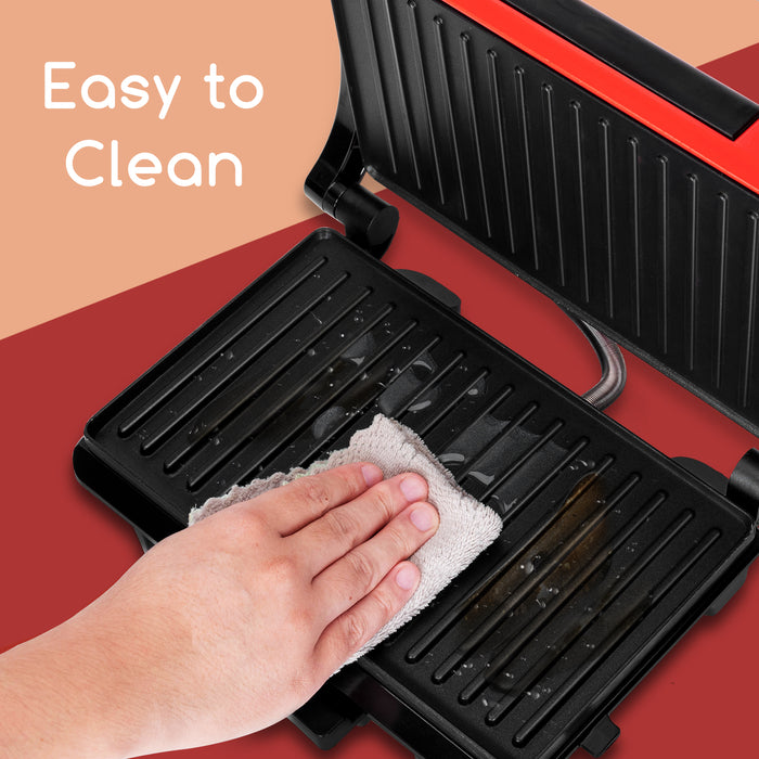 Great Jacob - Contactgrill - Panini Grill - Anti-aanbaklaag- RVS|Red