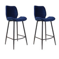 Bronx71 Velvet barkruk Toby donkerblauw 71 cm - Barkrukken set van 2