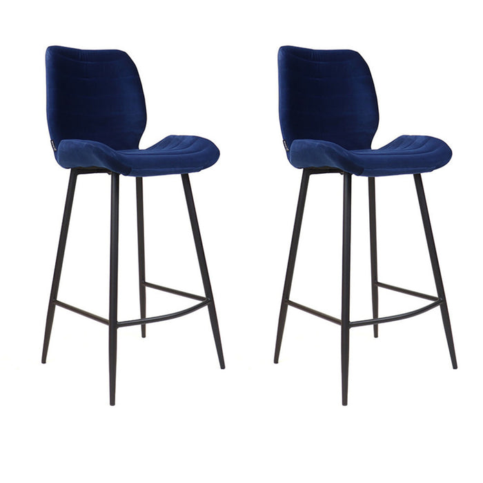 Bronx71 Velvet barkruk Toby donkerblauw 71 cm - Barkrukken set van 2