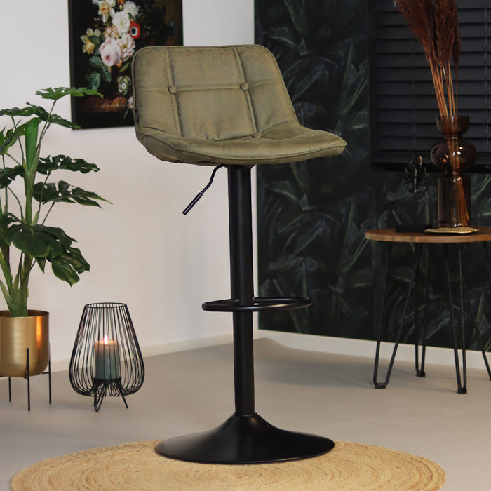Bronx71 Industriële barkruk Rocky olijfgroen eco leer 63-77 cm