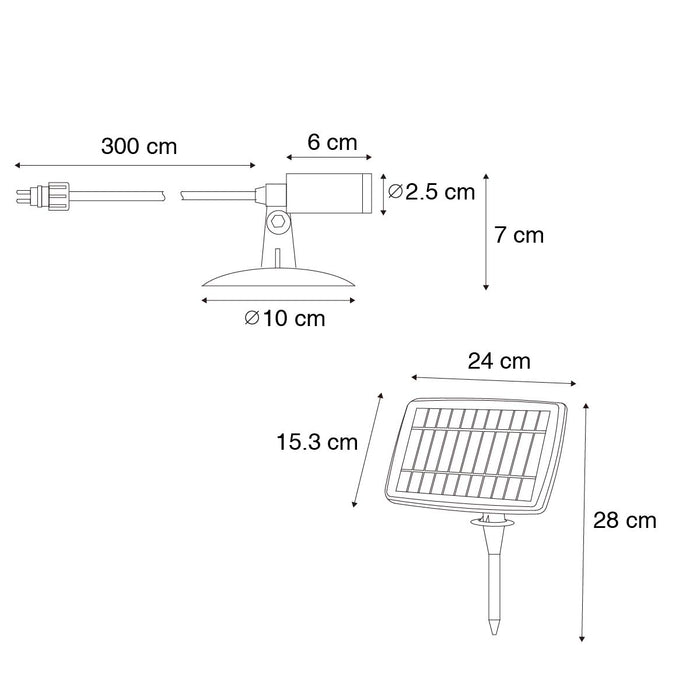 QAZQA Set van 4 prikspots zwart incl. LED IP65 solar oplaadbaar -