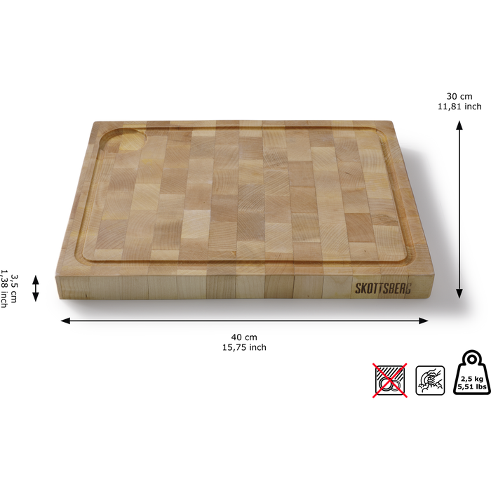 Skottsberg Snijplank met geul Wood Works 40 x 30 x 3.5 cm Hout Beige