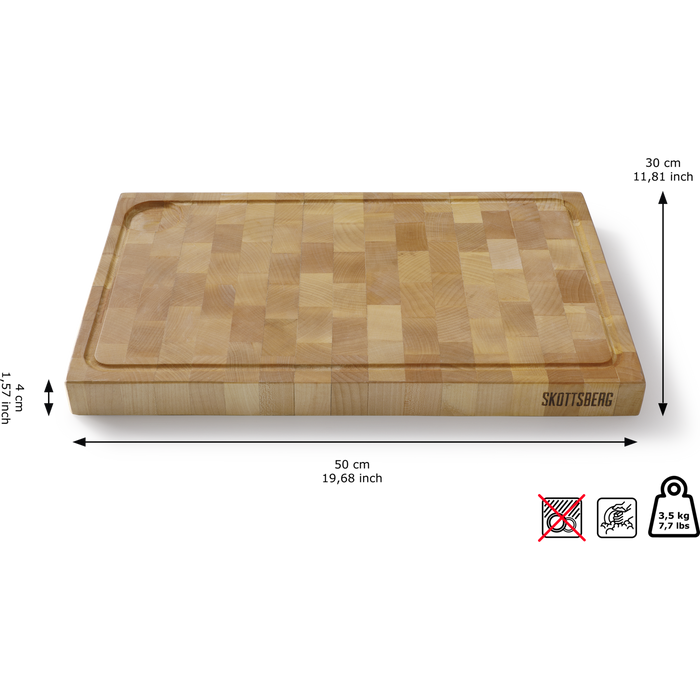 Skottsberg Snijplank met geul Wood Works 50 x 30 x 3.5 cm Hout Beige