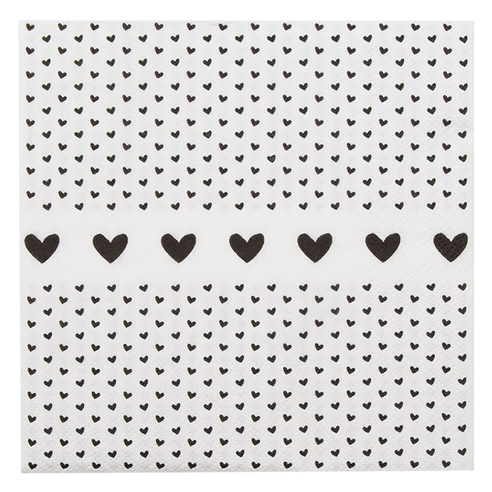 Clayre & Eef Servetten Papier Set van 20 33x33 cm (20) Wit Zwart