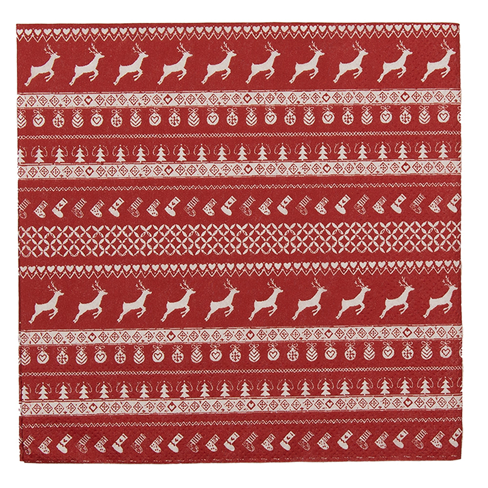Clayre & Eef Servetten Papier Set van 20  33x33 cm (20) Rood Papier