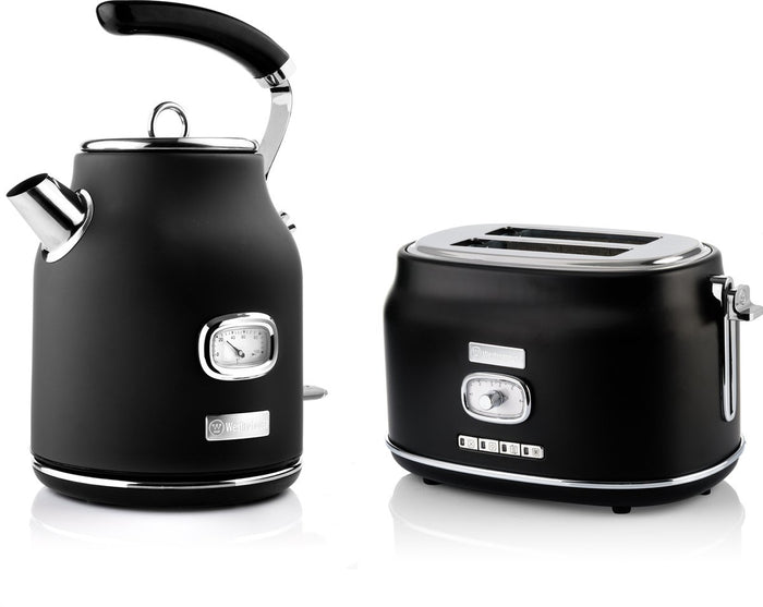 Westinghouse Retro Bundel - Waterkoker + 2 sneden Broodrooster - Zwart