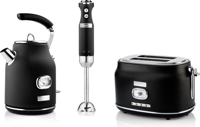 Westinghouse Retro Set- Waterkoker + Broodrooster +  Staafmixer -Zwart