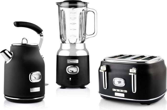 Westinghouse Retro Bundel - Waterkoker + Broodrooster + Blender -Zwart