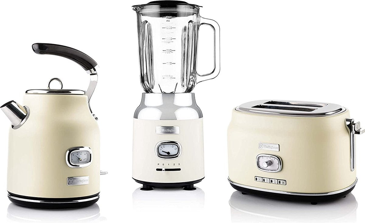 Westinghouse Retro Bundel - Waterkoker + Broodrooster + Blender - Wit