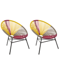 Beliani - ACAPULCO - Tuinstoel set van 2 - Roze|Geel|Beige - PE rotan