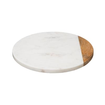 Draaiplateau Serveerplank Marble Draaischijf van 100%Marmer &amp; Hout