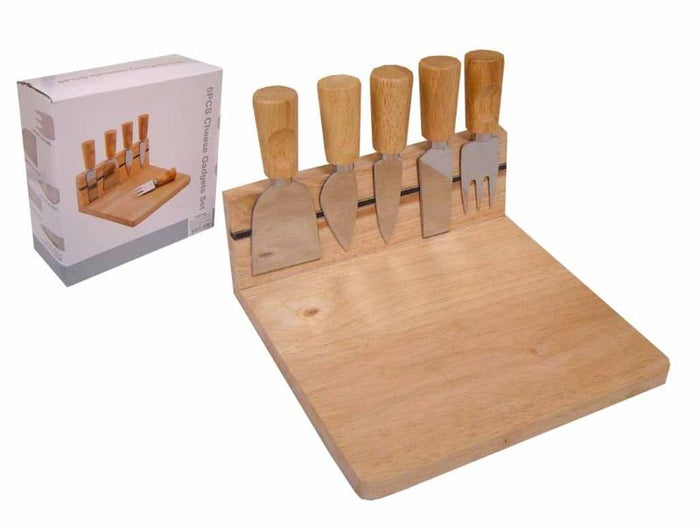 Excellent Houseware Kaasmessenstandaard met bamboe plank