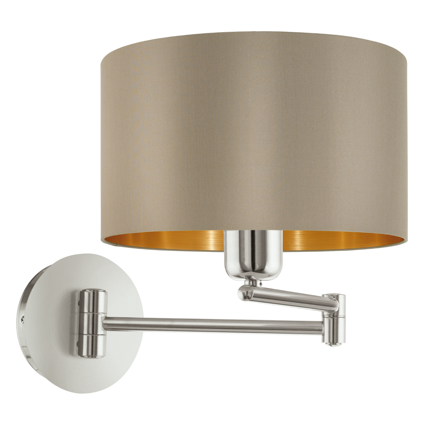 EGLO Maserlo - Wandlamp - 1 Lichts - ø23cm - Nikkel-Mat - Taupe - Goud