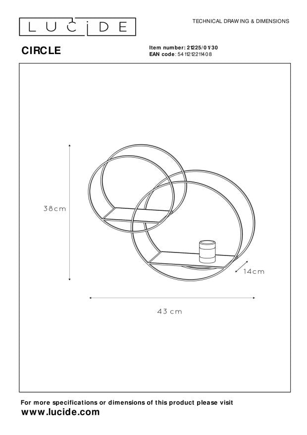 Lucide CIRCLE Wandlamp - Zwart