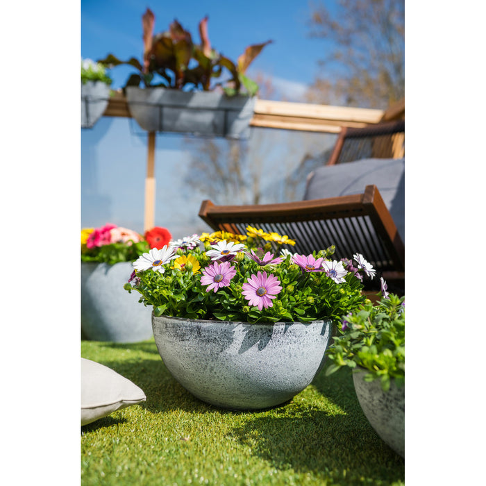 Ter Steege Bloempot schaal - kunststof - grijs - D25xH12 cm