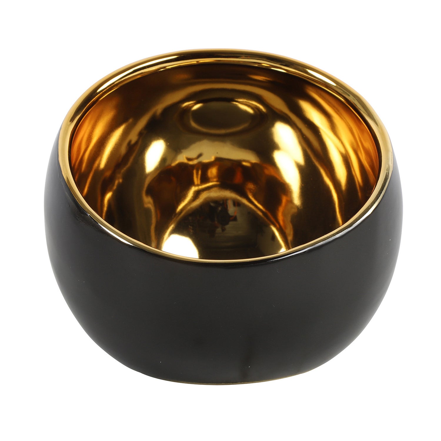 Countryfield theelichthouder|kaarsenhouder - zwart|goud - H13.5 cm