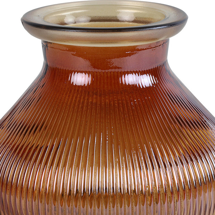 Decostar Bloemenvaas - kastanje bruin|transparant glas - H12 x D15 cm