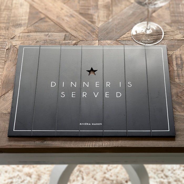 Rivièra Maison - Placemat Dinner Is Served, Zwart, MDF, 30x40cm