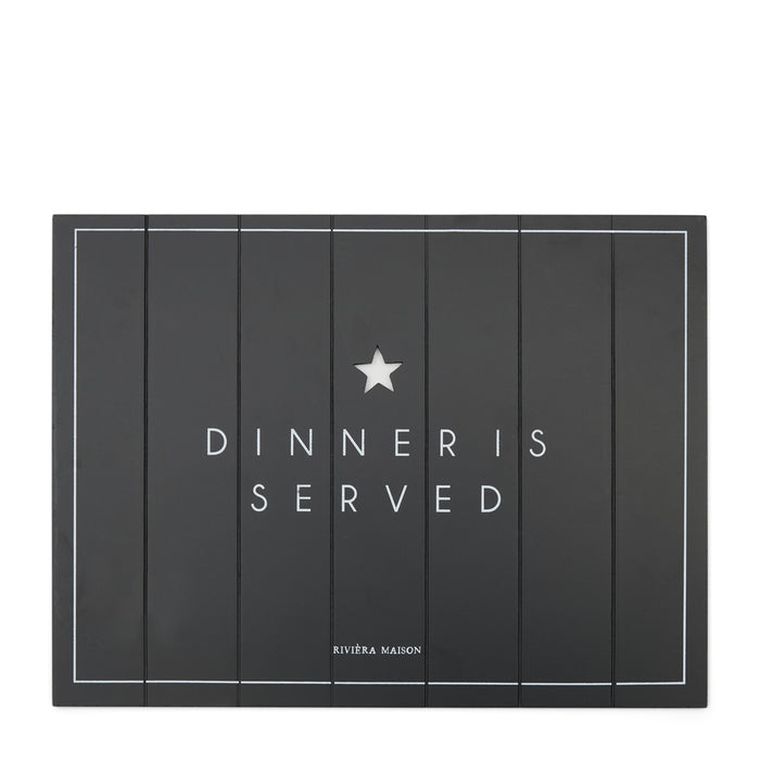 Rivièra Maison - Placemat Dinner Is Served, Zwart, MDF, 30x40cm