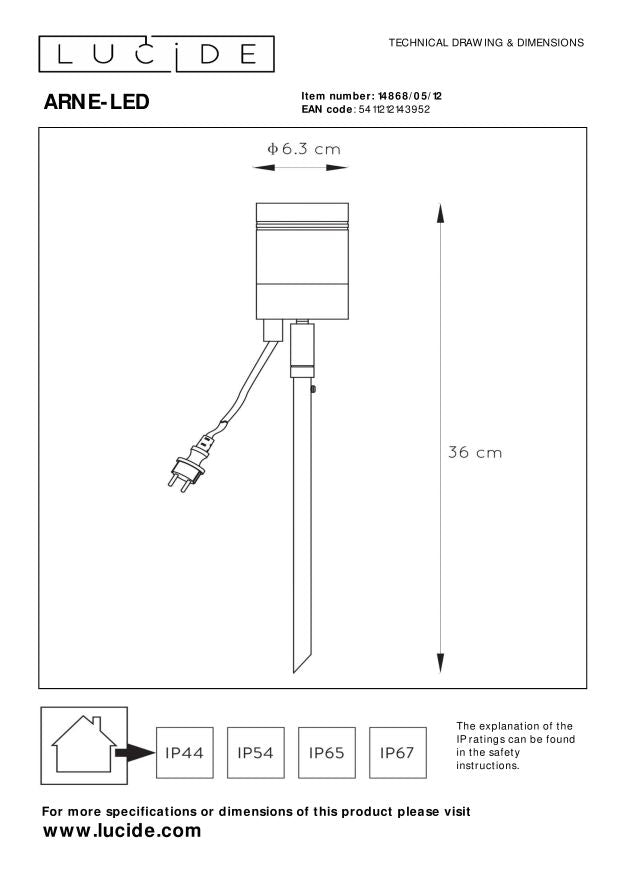 Lucide ARNE-LED Tuinspot - Mat chroom