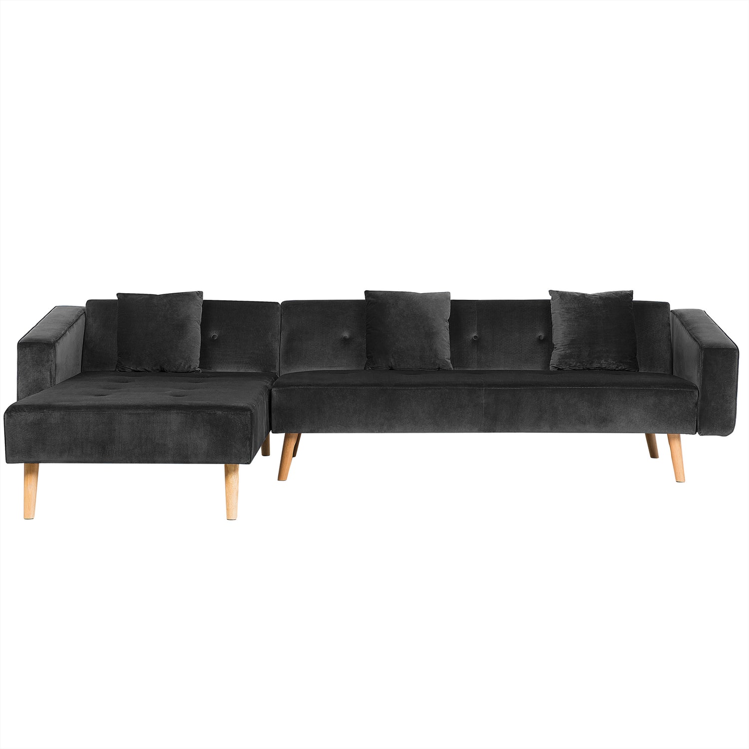 Beliani-VADSO-Hoekslaapbank-Zwart-Rechterzijde-303 cm-Fluweel