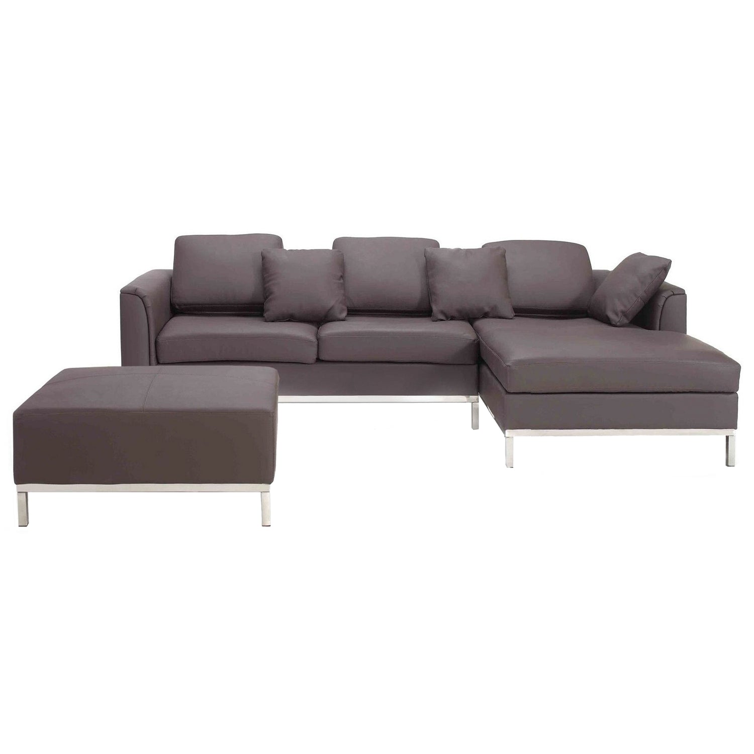 Beliani-OSLO-Hoekbank met ottomaan-Bruin-Linkerzijde-270 cm-Leer