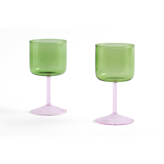 HAY Tint Wijnglazen 2 st. - 0,25 L - Roze/Groen