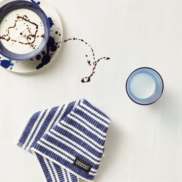 DDDDD vaatdoek Basic Clean - 30x30cm - Blauw gestreept - 4 stuks