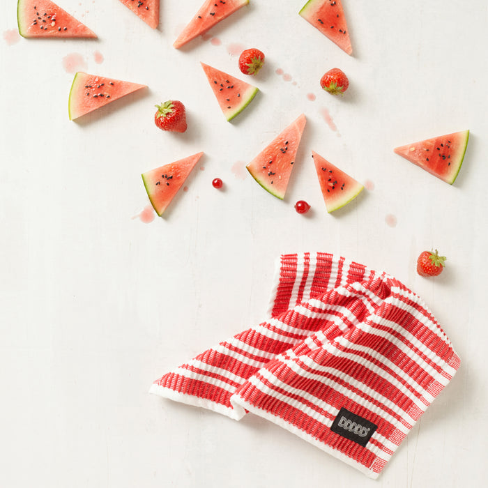 DDDDD vaatdoek Basic Clean - 30x30cm - Rood gestreept - 4 stuks