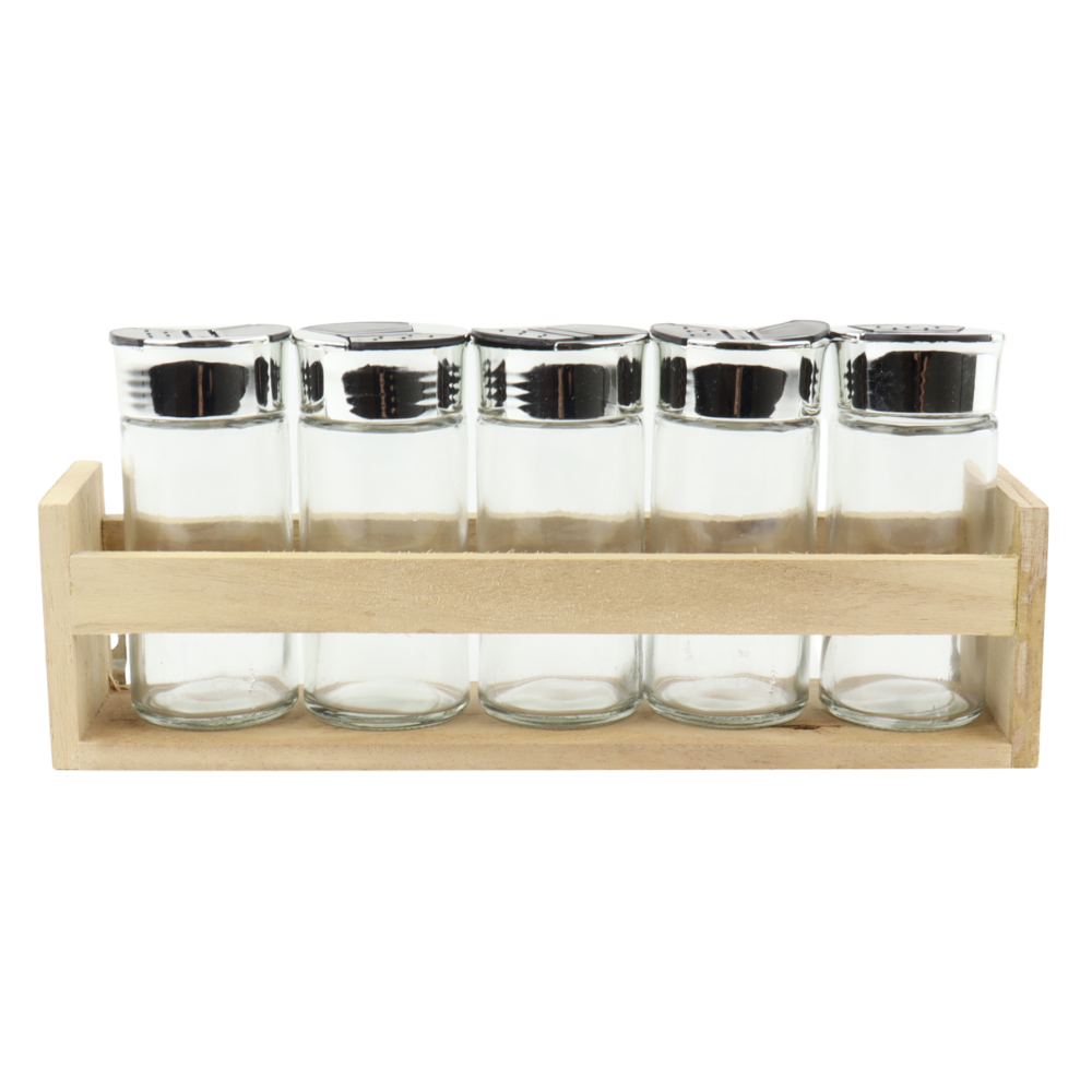 Excellent Houseware Kruidenrek met 5 Potjes op Houten Wandrek Wandm...