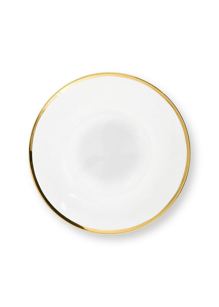 vtwonen Pasta Borden - Set van 2 - Wit|Goud - Porselein - Ø 25.5cm