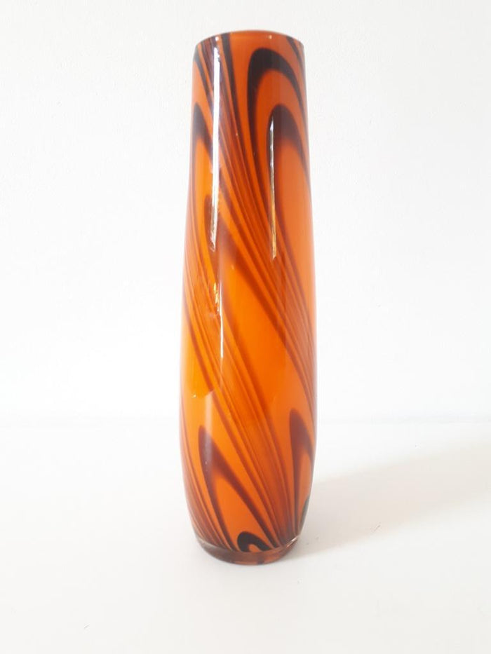 Reliving 70'S Vintage Vaas Oranje Glazen Retro Vaas