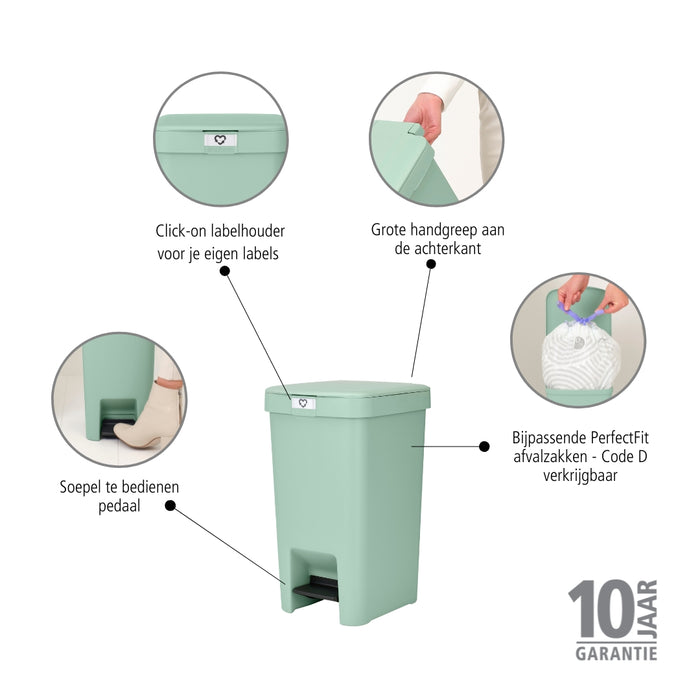 Brabantia StepUp Pedaalemmer - 16 L - Jade Green