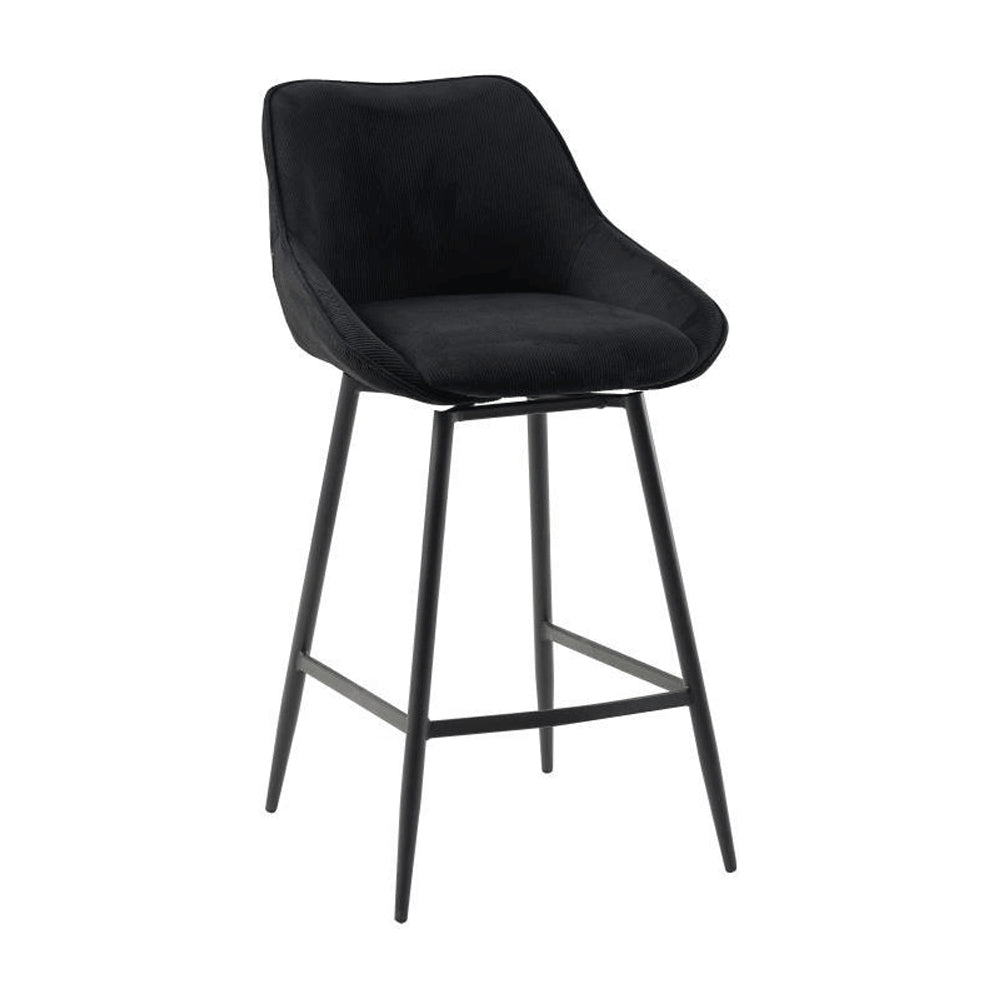 Bronx71 Barkruk draaibaar Luna ribstof zwart 68 cm