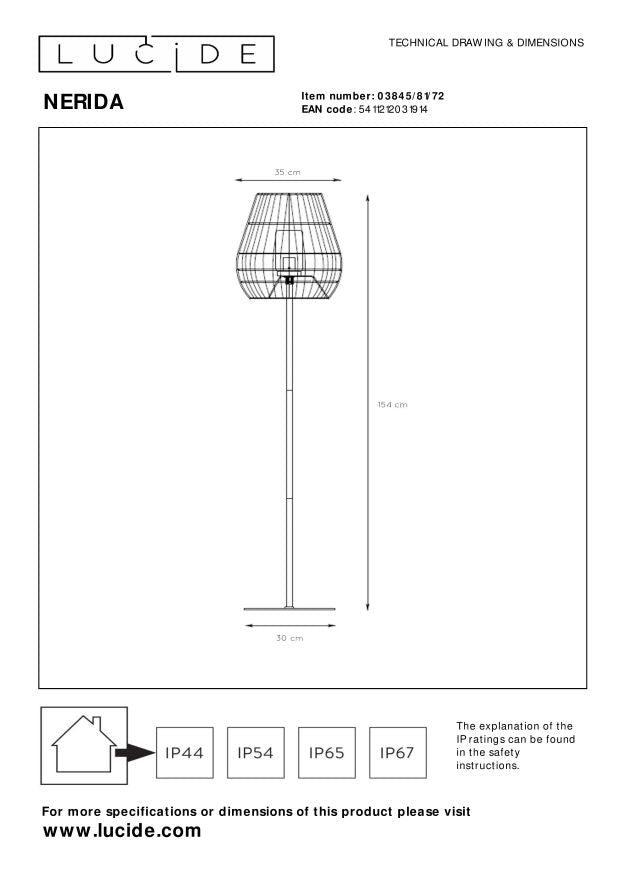 Lucide NERIDA Vloerlamp - Naturel