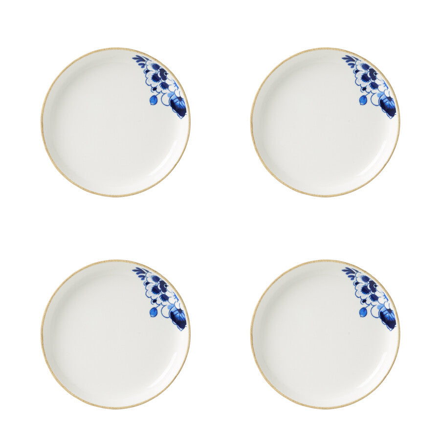 Heinen Delfts Blauw | Blauw Bloesem Gebaksschoteltje | 4 st. Ø 15 cm