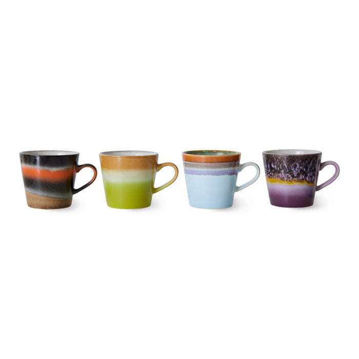 HKliving 70's Cappuccinomok 0,3 L - Set van 4 - Solid