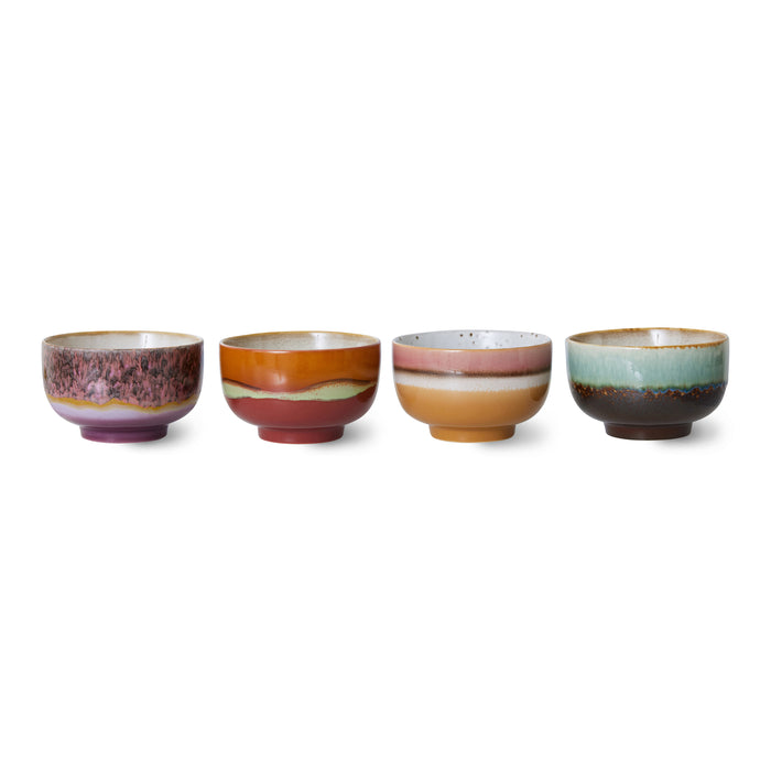HKliving 70's Noodle Kommen Ø 13,5 cm - Set van 4 - Geyser