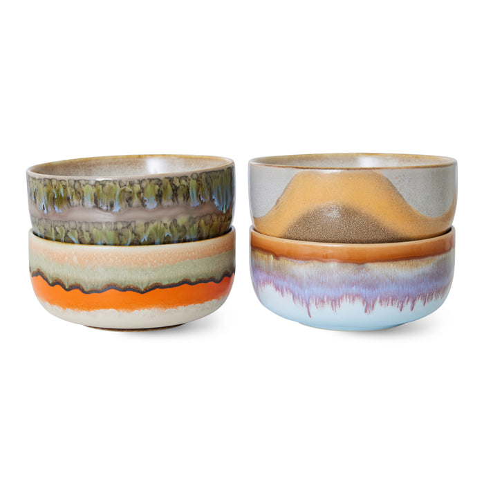 HKliving 70's Dessert Kommen Ø 12,5 cm - Set van 4 - Reef