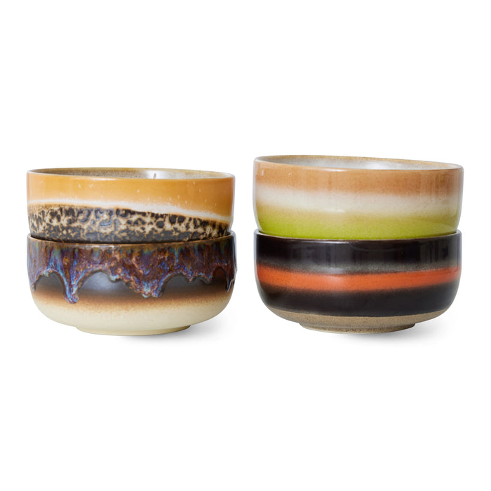 HKliving 70's Dessert Kommen Ø 12,5 cm - Set van 4 - Humus