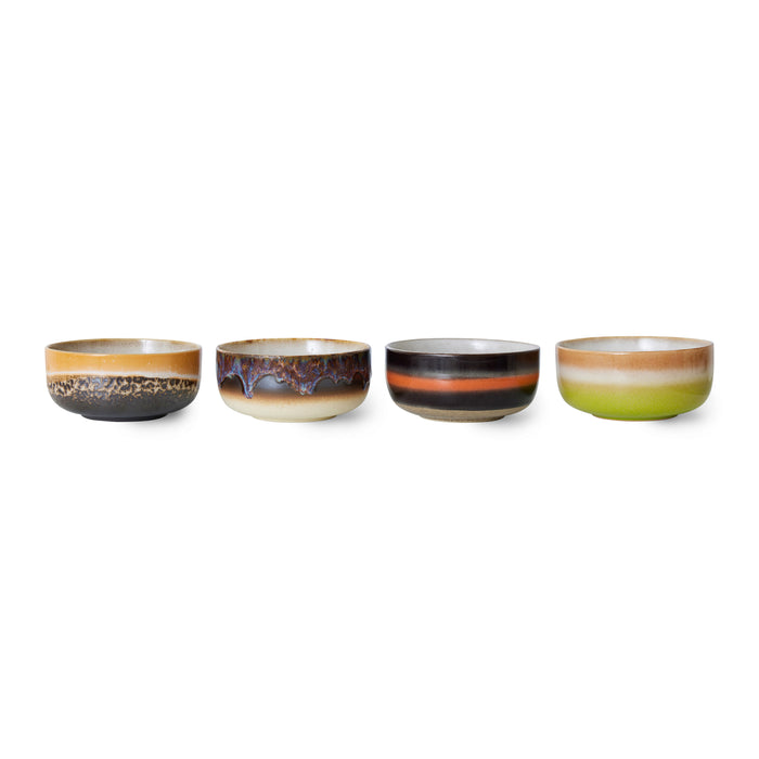 HKliving 70's Dessert Kommen Ø 12,5 cm - Set van 4 - Humus